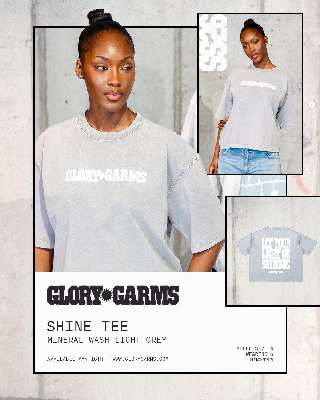 Glory Garms | "SHINE" Tee in Light Grey