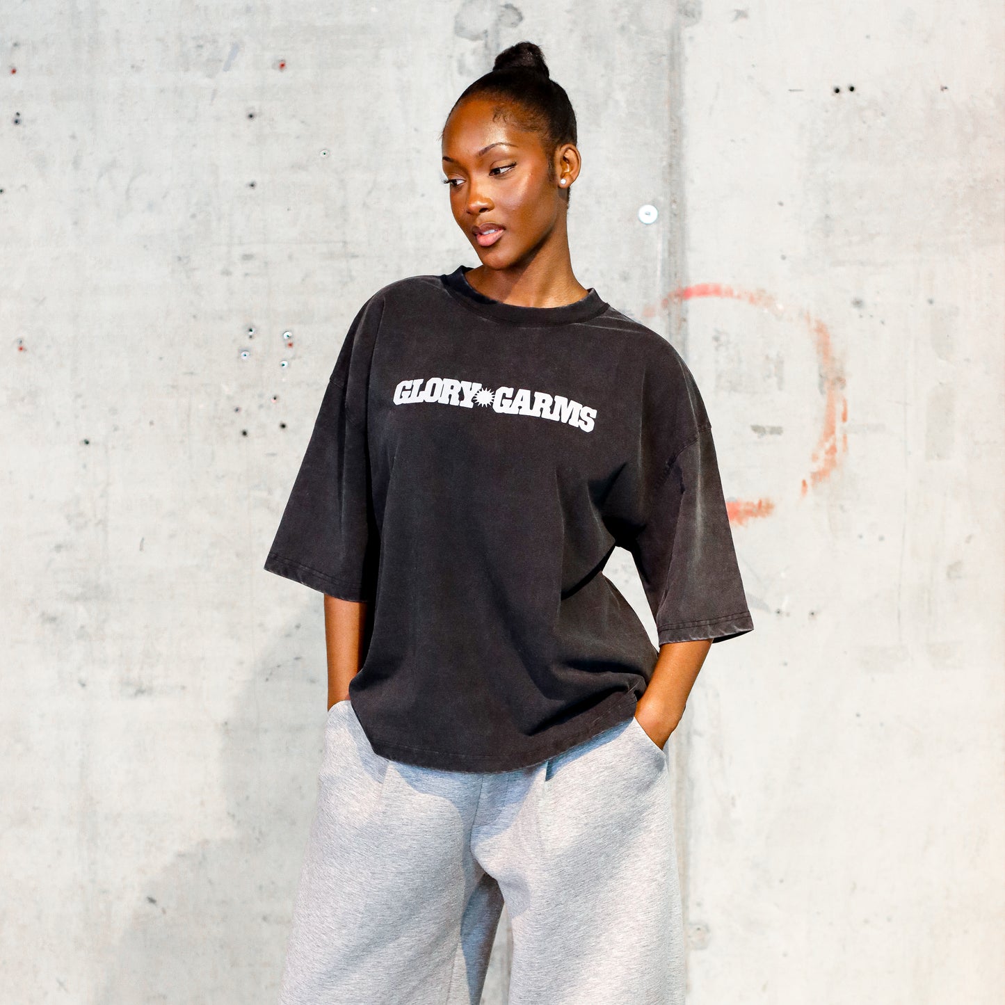 Glory Garms | "SHINE" Tee in Washed Black