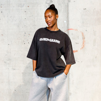 Glory Garms | "SHINE" Tee in Washed Black
