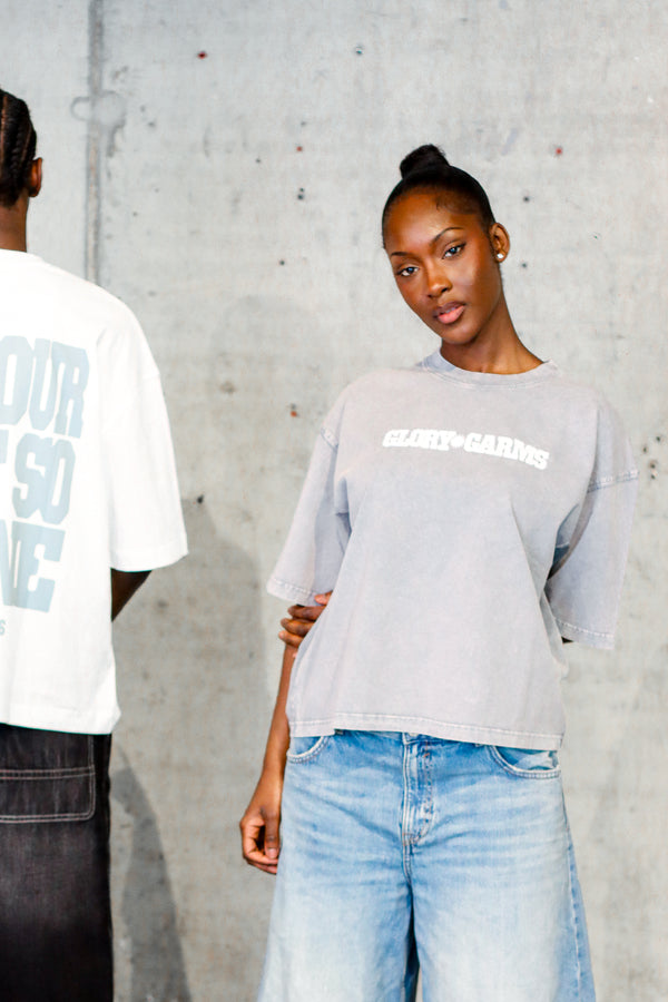 Glory Garms | "SHINE" Tee in Light Grey